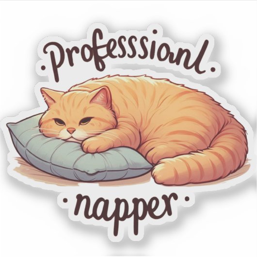 Beruflich Napper Cat Vinyl Funny Lazy Ginger Aufkleber (Vorderseite)