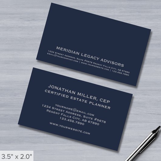 Beruflich Navy Blue and Gray Business Card Visitenkarte