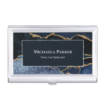 Beruflich Navy Blue Gold Agate Geode White