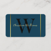 Beruflich Navy Blue Modern Minimalistisch Monogram Visitenkarte (Vorderseite)