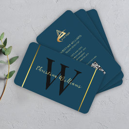 Beruflich Navy Blue Modern Minimalistisch Monogram Visitenkarte