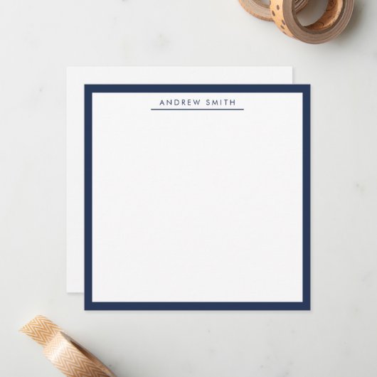 Beruflich Navy Blue Simple Line Modernes Elegantes Mitteilungskarte (Vorderseite/Rückseite Beispiel)