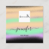 Beruflich Ombre Black Abstrakt Custom QR LOGO Quadratische Visitenkarte (Vorderseite)