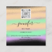Beruflich Ombre Black Abstrakt Custom QR LOGO Quadratische Visitenkarte (Rückseite)