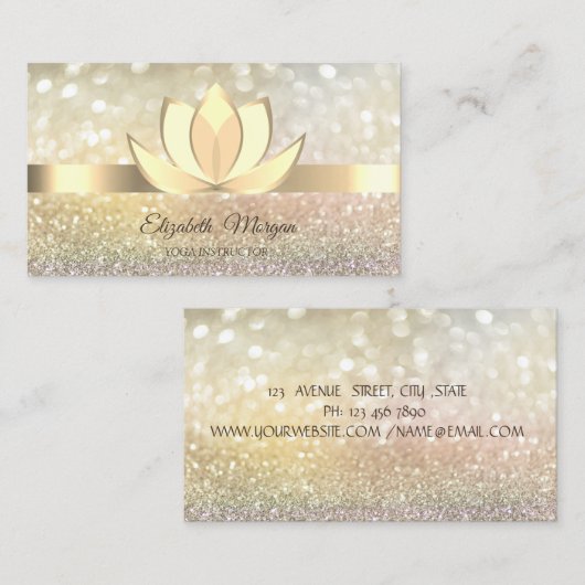 Beruflich Ombre Bokeh Gold, Lotus Yoga Visitenkarte (Vorne/Hinten)