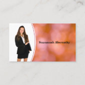 Beruflich Orange Bokeh Blur Custom Foto QR Visitenkarte (Vorderseite)