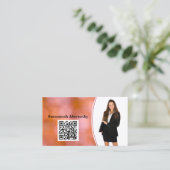 Beruflich Orange Bokeh Blur Custom Foto QR Visitenkarte (Stehend Vorderseite)