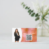 Beruflich Orange Bokeh Blur Custom Foto QR Visitenkarte (Stehend Vorderseite)