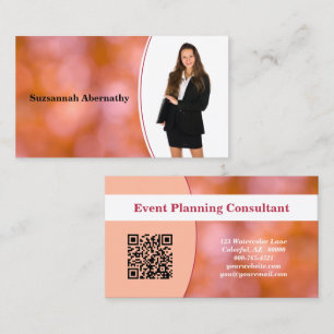 Beruflich Orange Bokeh Blur Custom Foto QR Visitenkarte