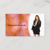 Beruflich Orange Bokeh Blur Custom Foto QR Visitenkarte (Vorderseite)