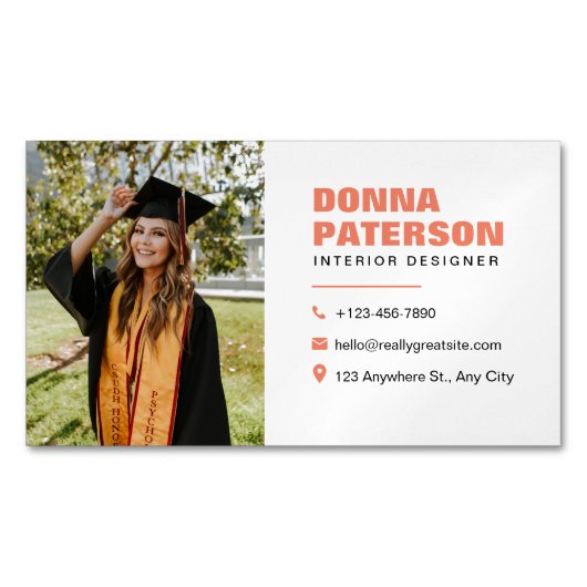 Beruflich Orange Simple Modern Minimal Calling Magnetische Visitenkarte (Vorderseite)