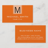 Beruflich Orange Solid Color Monogram Visitenkarte (Vorne/Hinten)
