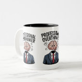Beruflich Overthinker" Zweifarbige Tasse (Vorderseite Links)