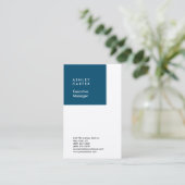 Beruflich-ozeanblau-weiß-minimalistisch modern visitenkarte (Stehend Vorderseite)