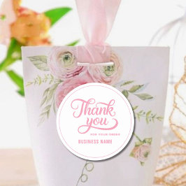 Beruflich Pink Danke, Script pink Runder Aufkleber