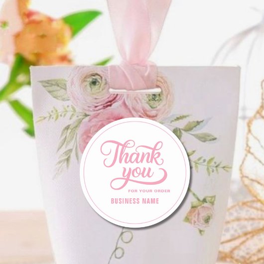 Beruflich Pink Danke, Script pink Runder Aufkleber