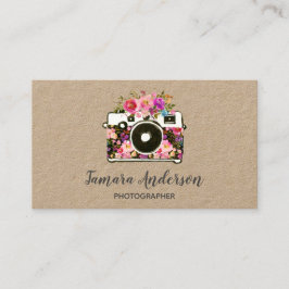 Beruflich Pink Floral Kamera Fotograf Kraft Visitenkarte