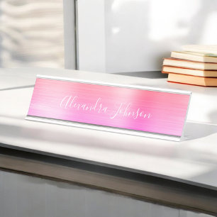 Beruflich Pink Ombre Foil Modern Girl Schreibtischnamensplakette