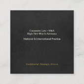 Beruflich Premium Gold Black Leather Modern QR Quadratische Visitenkarte (Rückseite)