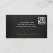 Beruflich Premium Gold Black Leder Modern QR Visitenkarte (Rückseite)
