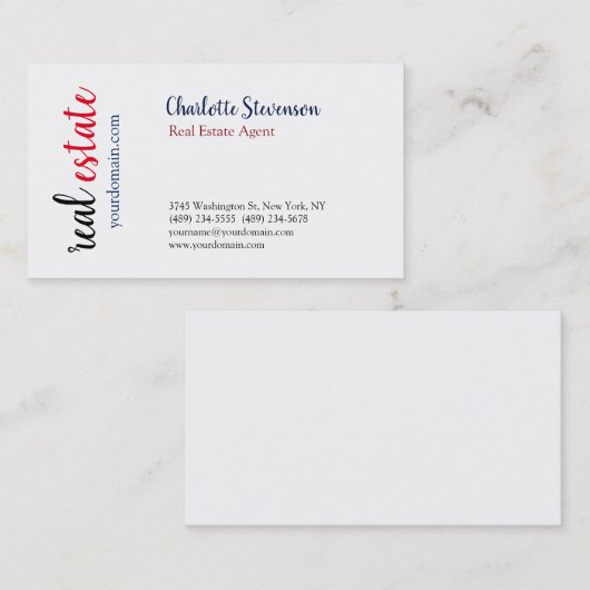 Beruflich Real Anwesen Agent Handgeschriebene Visitenkarte (Vorne/Hinten)