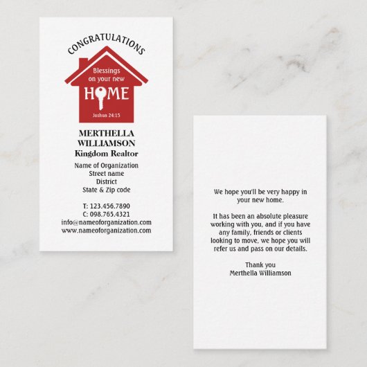 Beruflich REAL ANWESEN AGENT Realtor Visitenkarte (Vorne/Hinten)