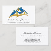 Beruflich Real Anwesen Broker Agent Blue Gold Visitenkarte (Vorne/Hinten)