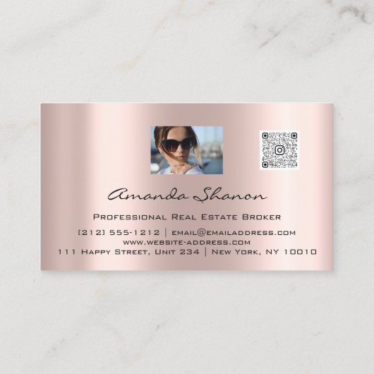 Beruflich Real Anwesen Broker Agent Rose FotoQR Visitenkarte (Rückseite)