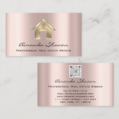 Beruflich Real Anwesen Broker Agent Rose Gold QR Visitenkarte (Vorne/Hinten)
