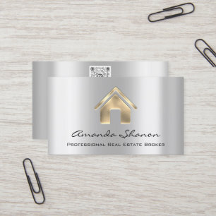 Beruflich Real Anwesen Broker Agent Silver QR Visitenkarte