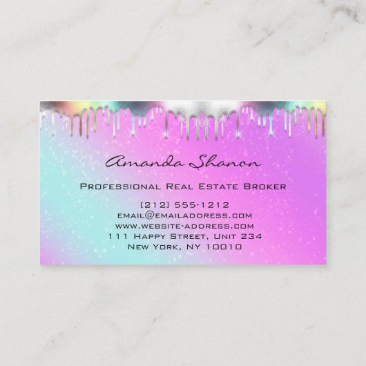 Beruflich Real Anwesen Broker Pink Holografisch Visitenkarte (Rückseite)