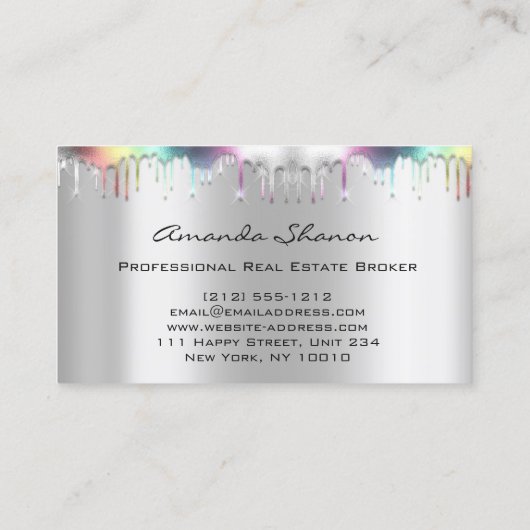 Beruflich Real Anwesen Broker Silver Grau Tropfen Visitenkarte (Rückseite)