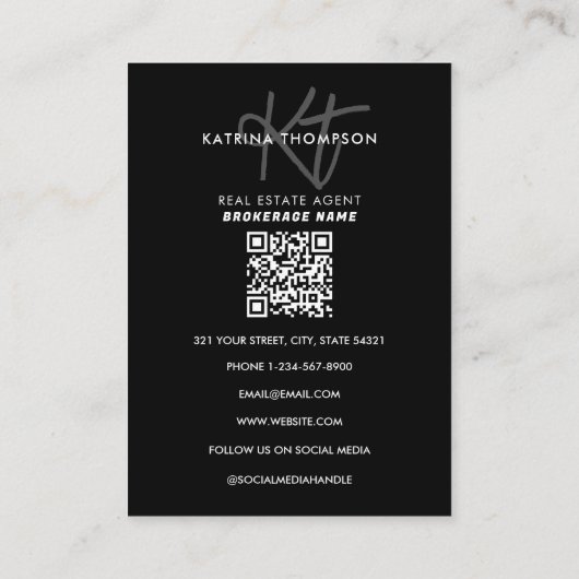 Beruflich Real Anwesen Foto Realtor Monogram Visitenkarte (Rückseite)