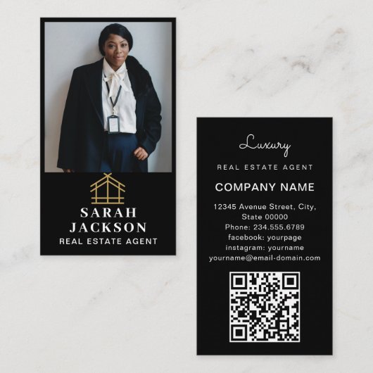 Beruflich Real Anwesen | Vertikales Foto Visitenkarte (Vorne/Hinten)