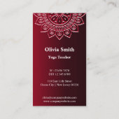 Beruflich Red Mandala Yoga Business Card Treuekarte (Rückseite)