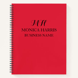 Beruflich Red Monogram Initial Business Notizblock