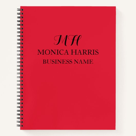 Beruflich Red Monogram Initial Business Notizblock (Vorderseite)