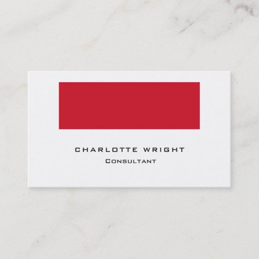 Beruflich Red White Modern Minimalistisch Trendy Visitenkarte (Vorderseite)