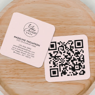 Beruflich-rosa-Firmenlogo QR-Code Quadratische Visitenkarte