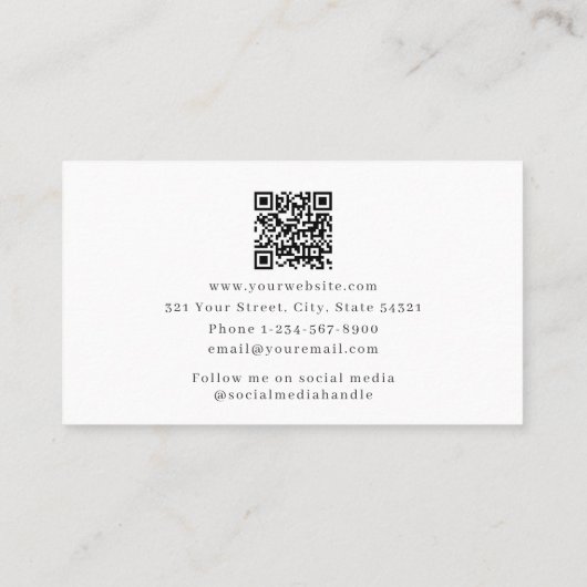 Beruflich rosa Mit Monogramm Minimalistischer QR-C Visitenkarte (Rückseite)