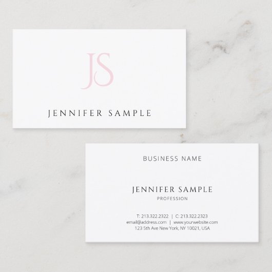 Beruflich rosa Monogramm Elegant Minimalistisch Lu Visitenkarte (Vorne/Hinten)