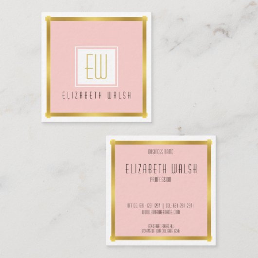 Beruflich rosa Schwarz und Gold Card Design Quadratische Visitenkarte