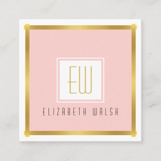 Beruflich rosa Schwarz und Gold Card Design Quadratische Visitenkarte