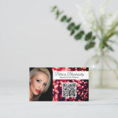 Beruflich Rosy Red Bokeh Custom Foto QR Visitenkarte (Stehend Vorderseite)
