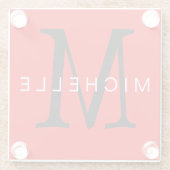 Beruflich-Rot-Monogramm Ihr Name Glasuntersetzer (Rückseite)