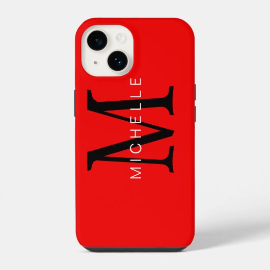 Beruflich-Rot-Monogramm Ihr Name iPhone Hülle (Rückseite)