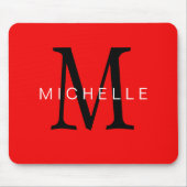 Beruflich-Rot-Monogramm Ihr Name Mousepad (Vorne)