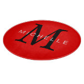 Beruflich-Rot-Monogramm Ihr Name Schneidebrett (Ecke)