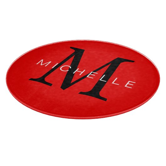 Beruflich-Rot-Monogramm Ihr Name Schneidebrett (Ecke)