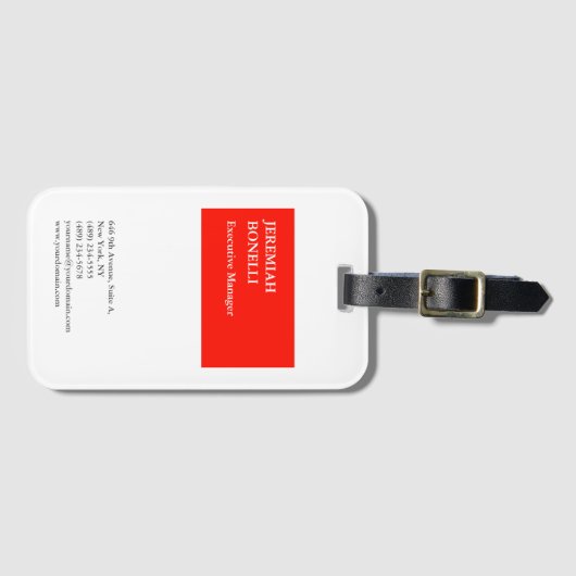 Beruflich-rot-weiß-minimalistisch-modern Gepäckanhänger (Vorderseite (Horizontal))